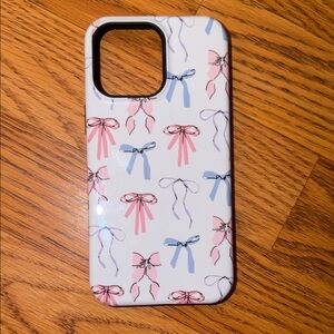 Elegant Bow Design Phone Case - Pink and Blue